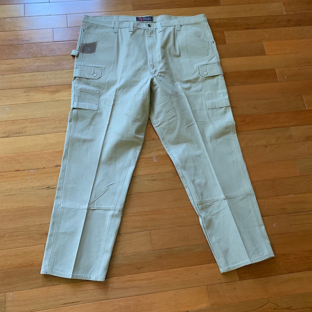 Wrangler Riggs 48x34 Workwear Ripstop Cargo Pants Mens Khaki Tan Work Utility